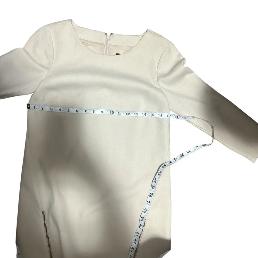J.Crew Ivory Shift Dress Double Zip Hem Womens Size 4 Minimalist Career